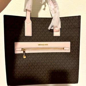 Michael Kors Brown and Pink tote bag